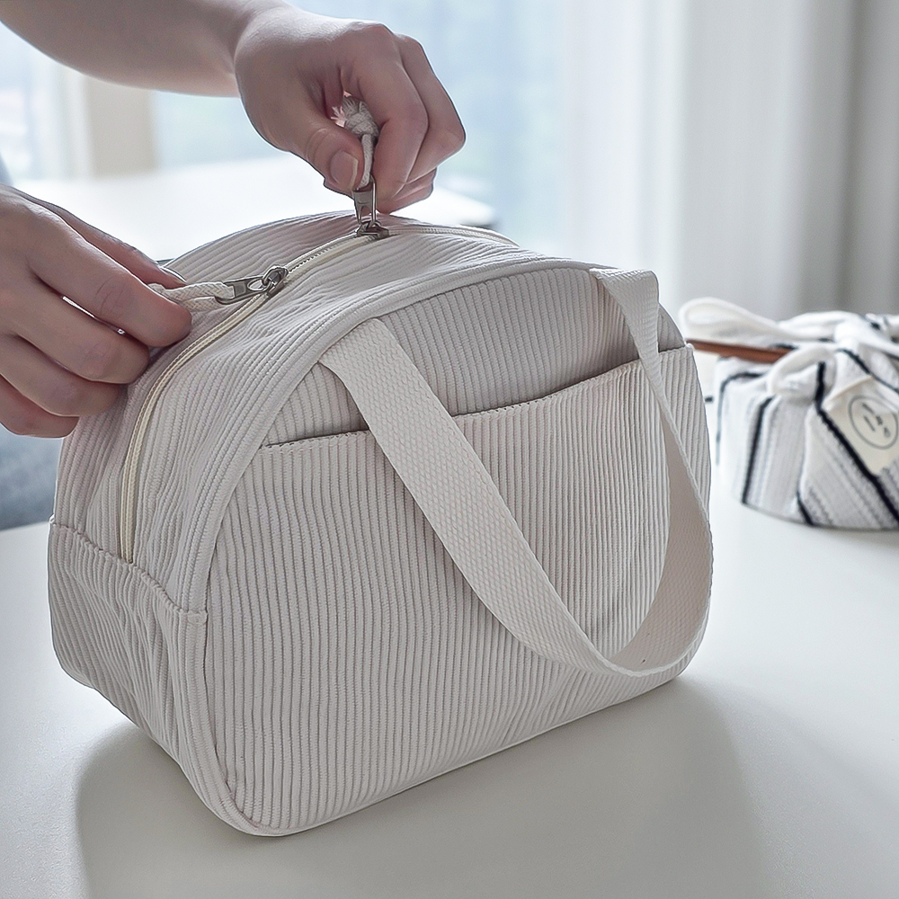 쿠네즈 보냉 도시락 가방 코듀로이 직장인 보온 런치백