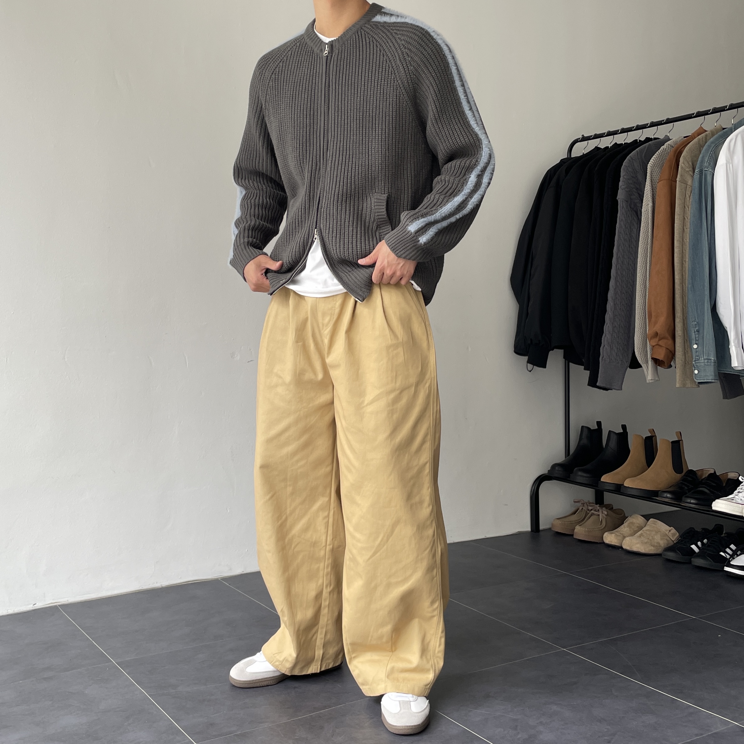 남자와이드면바지 남자편한바지 치노팬츠 벌룬팬츠 - 상세 이미지 3