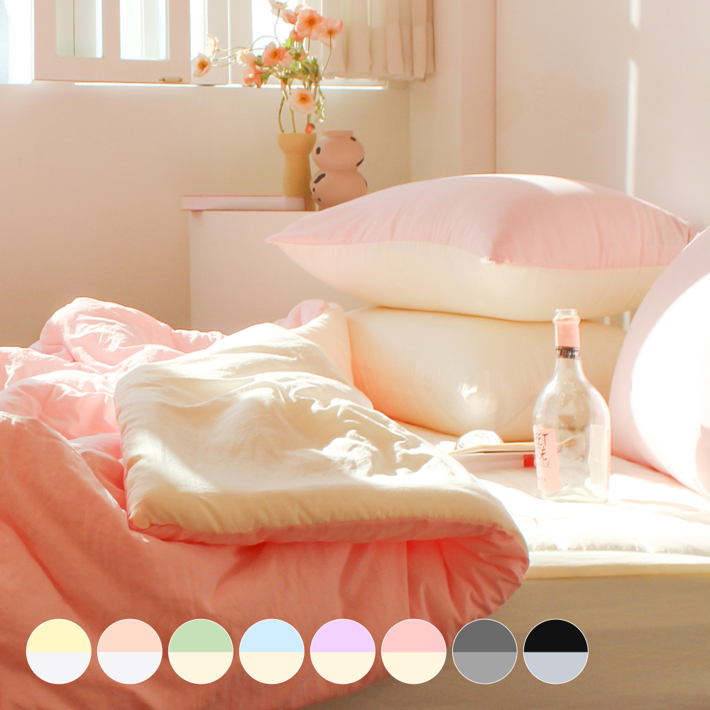 부드러운 디어마이 리버서블 워싱 옥수수솜 무봉제 차렵이불 캔디핑크, Q(퀸)