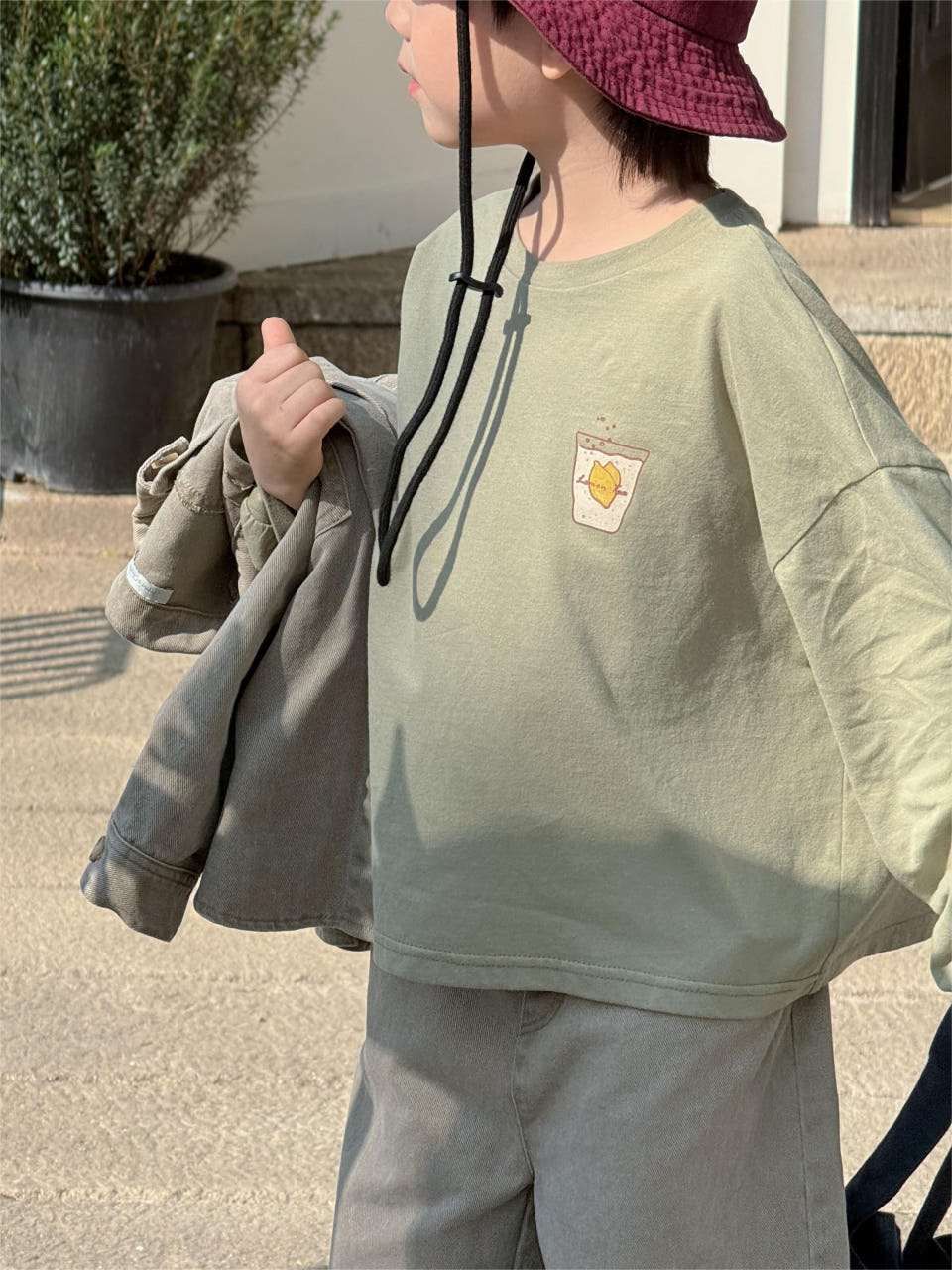 Irene's Closet 팝아트 앞뒤 언발란스 긴팔 티셔츠 유아 주니어 봄 간절기