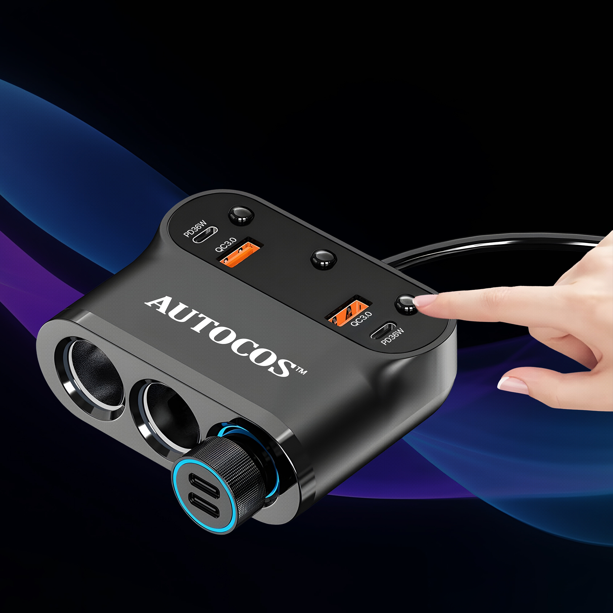 오토코스 차량용 고속 충전기 360W 대용량 멀티 소켓 PD65W 시거잭 ATS-109 이미지 6
