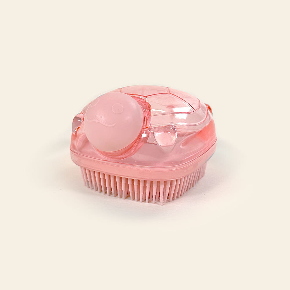 강아지 목욕브러쉬 샤워브러쉬 목욕빗 거북이모양 핑크, FREE(One size)