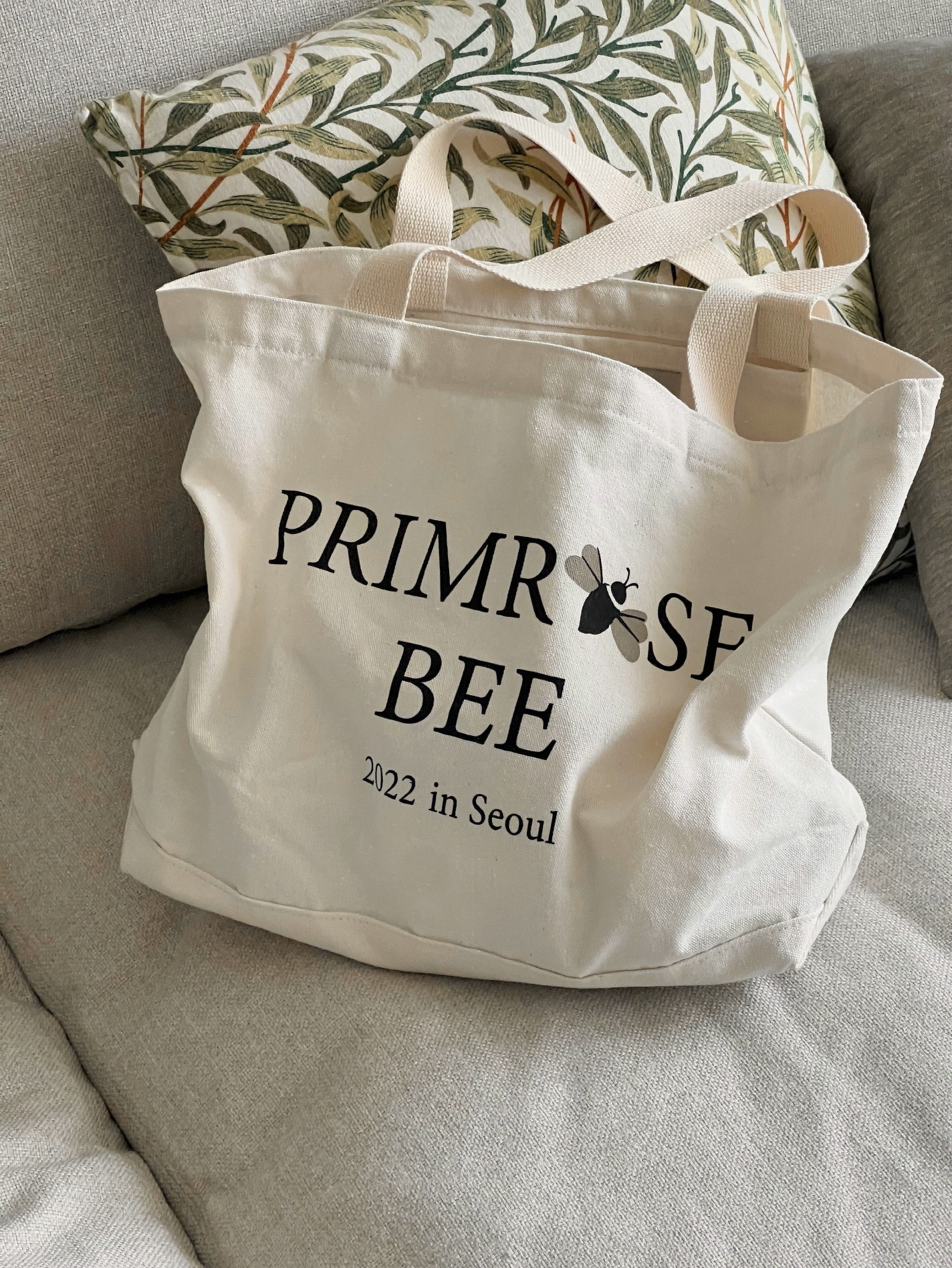 primrosebee 프림로즈비 로고 보부상 빅 캔버스 에코백 숄더 - 상품 이미지