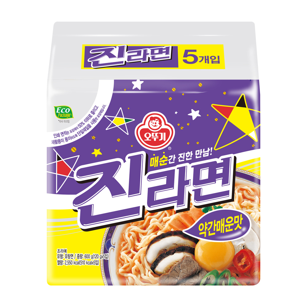 오뚜기 진라면 약간매운맛 120g 5개