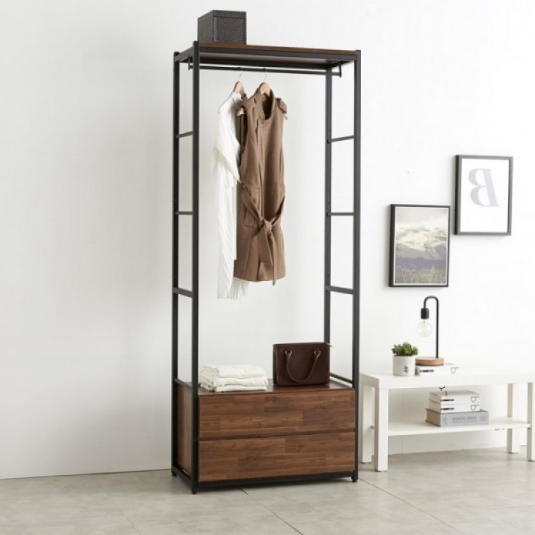 가구산책 4804 2단서랍 수납 철제선반 행거시스템장 RV947