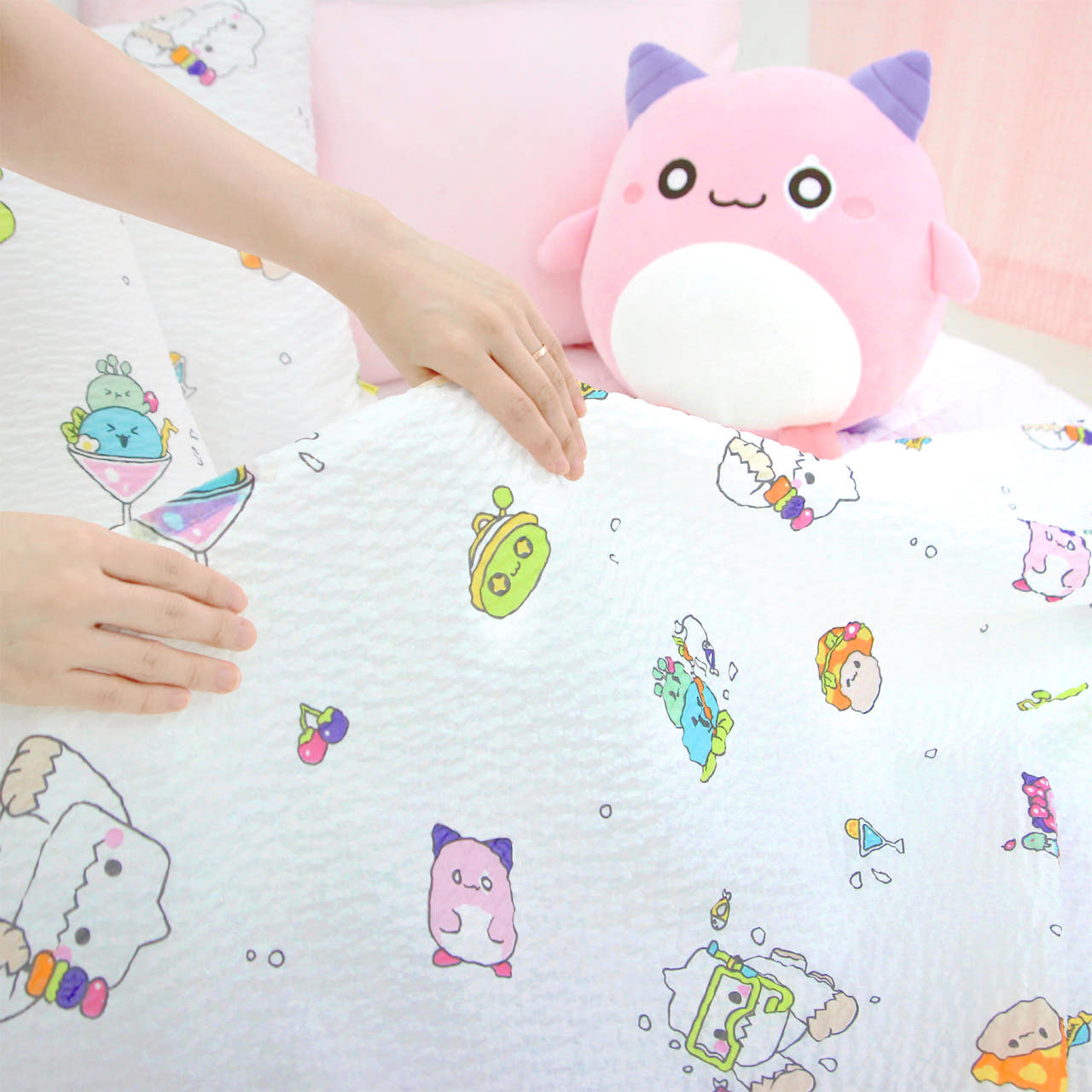 메이플스토리 시어서커 홑이불 베개커버 세트 츄츄바캉스