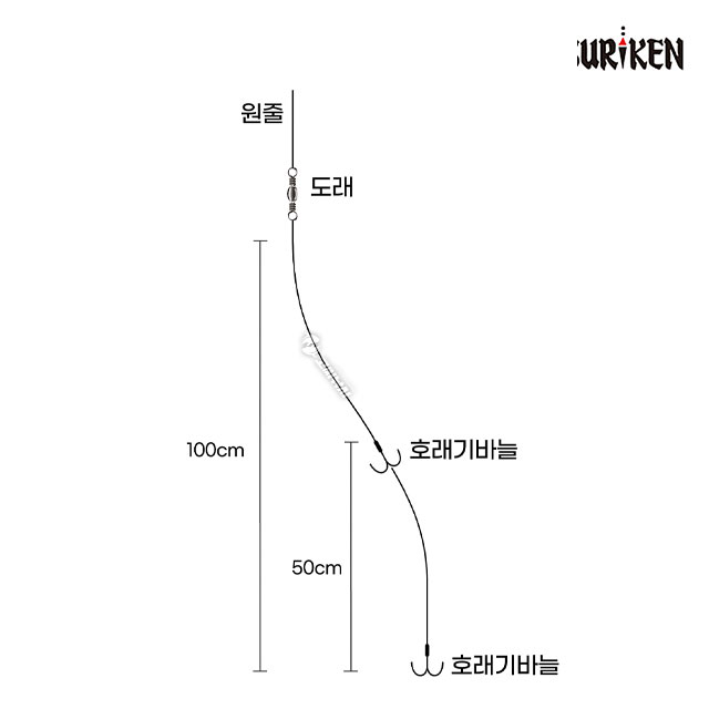 쯔리겐 치비이카 호래기 바늘 2단 채비 생미끼 생새우 야엔 낚시 - 상세 이미지 3