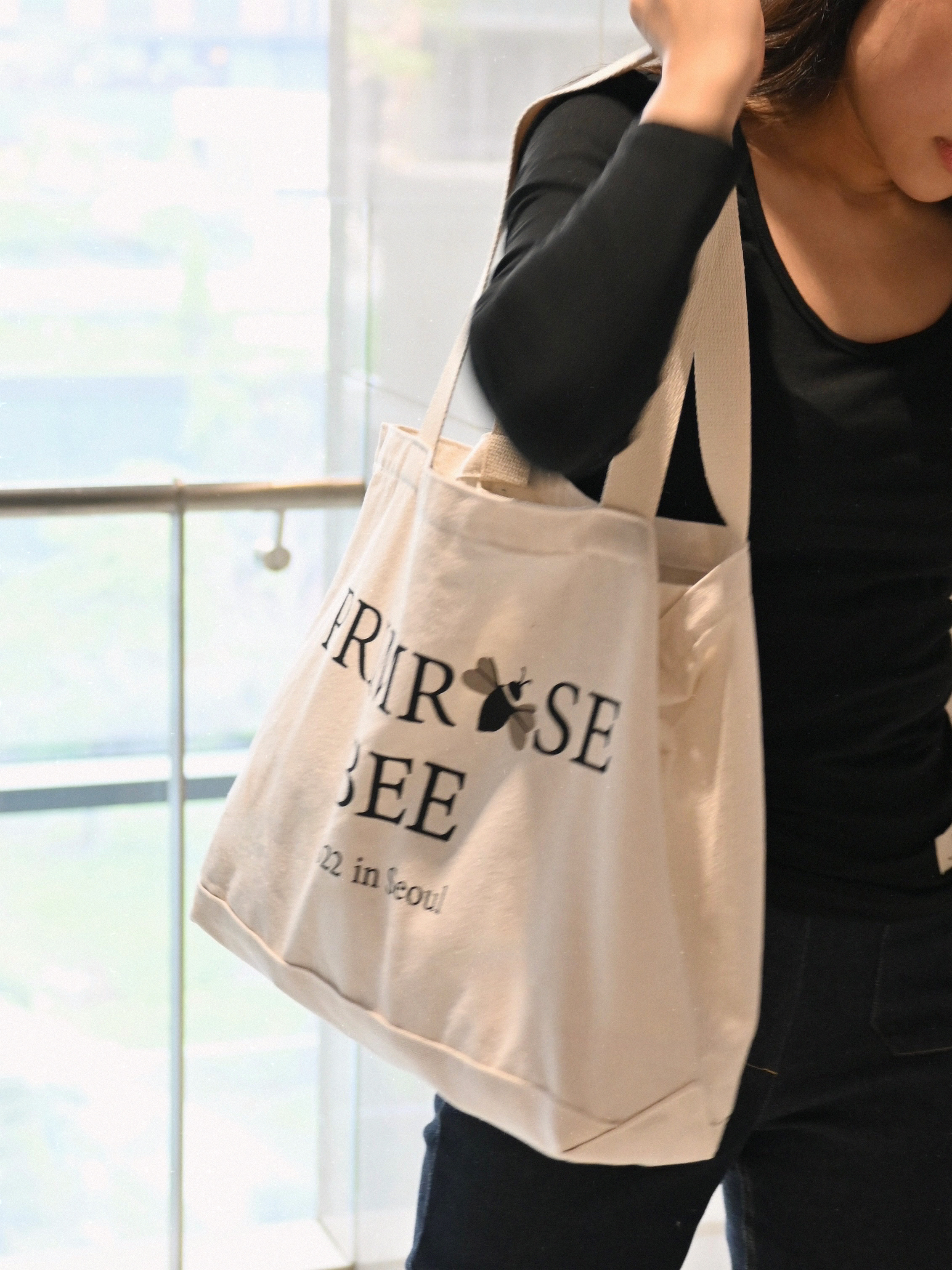 primrosebee 프림로즈비 로고 보부상 빅 캔버스 에코백 숄더 이미지 7