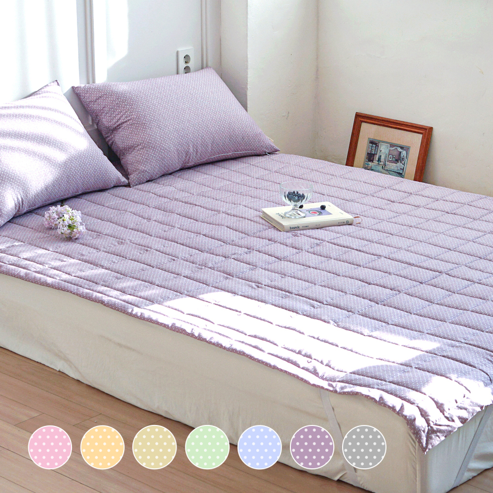 듀드랍 도트 사계절 먼지없는 고정밴딩 침대패드 라일락, SS(슈퍼싱글)