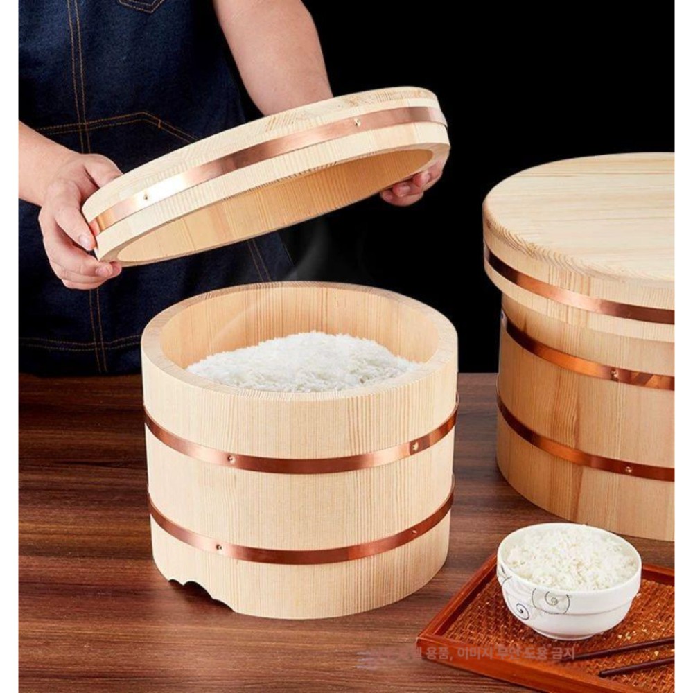 일식집 보온통 스시 오마카세 스텐 샤리통 나무통 밥통 용기 구리 대형 호화 통 33x25cm