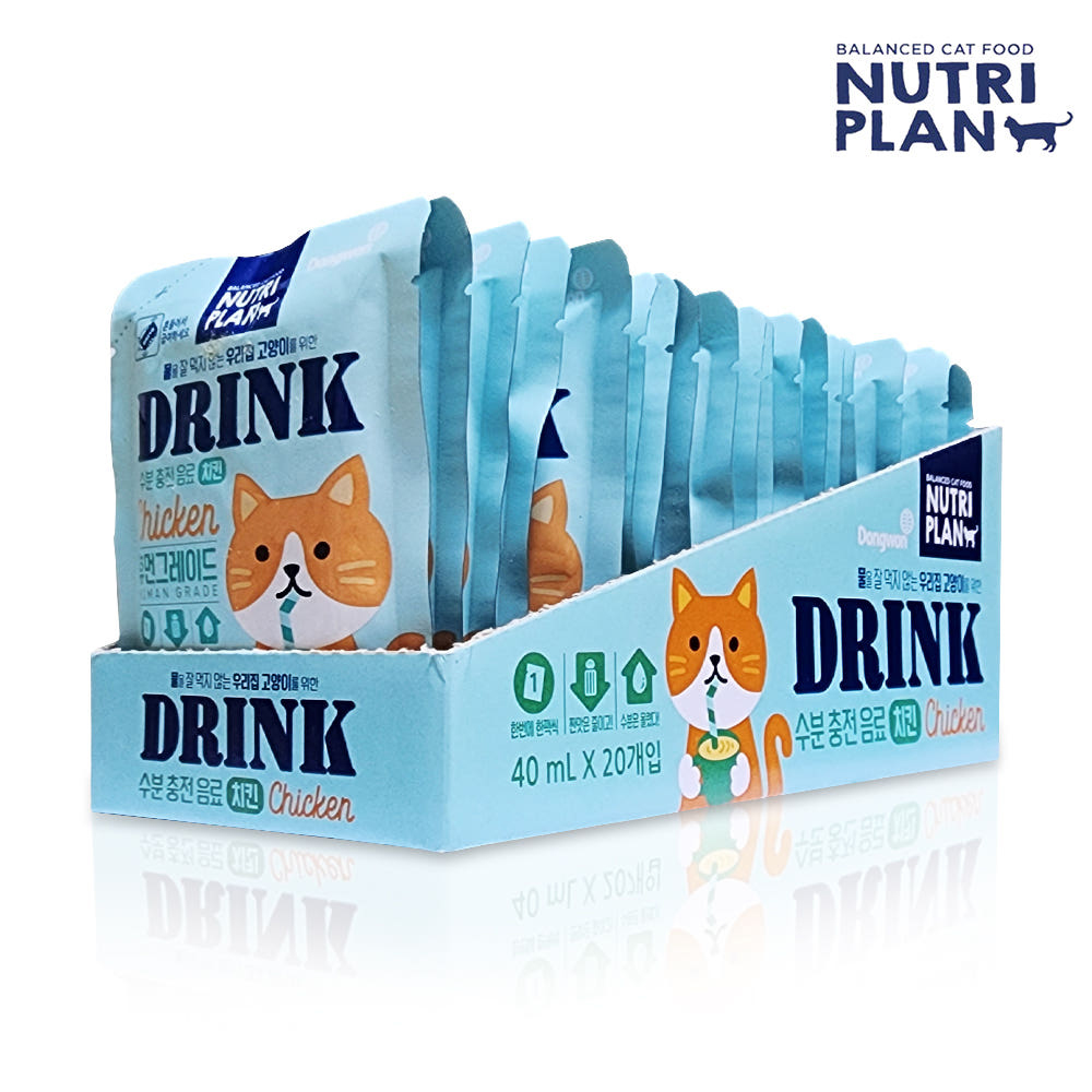 동원 뉴트리플랜 고양이 드링크 스프 간식 고양이음료 저염 치킨 40ml 20개입 - 메인 이미지