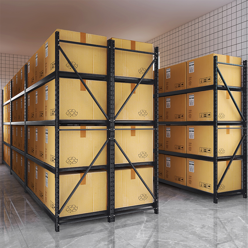 코어 중량랙 산업용 철제선반 무볼트 조립식 앵글 창고 15006001500 4단 블랙