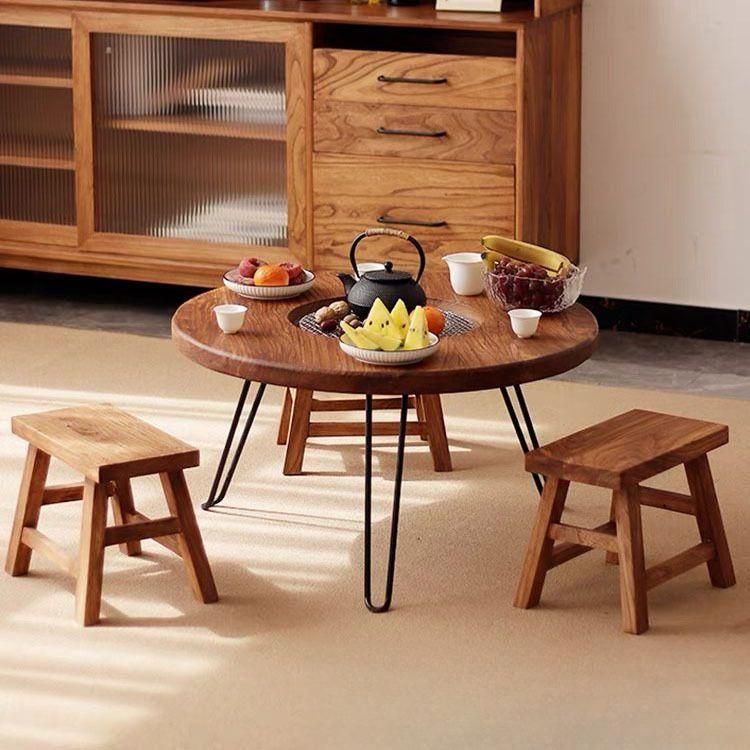 야외 원목테이블 화로 그릴 낮은 테이블 양꼬치 차탁자 철냄비 / 80x50cm