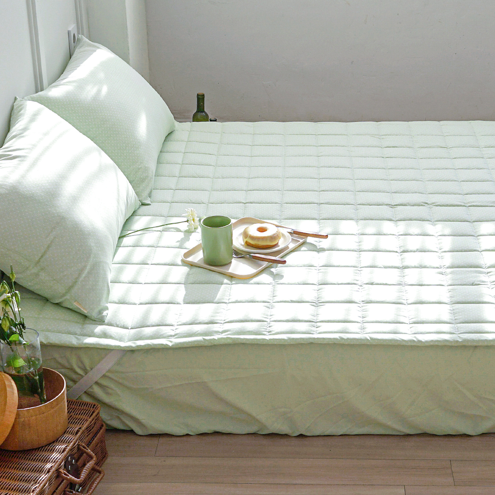 듀드랍 도트 사계절 먼지없는 고정밴딩 침대패드 핑크, DK(더블킹)