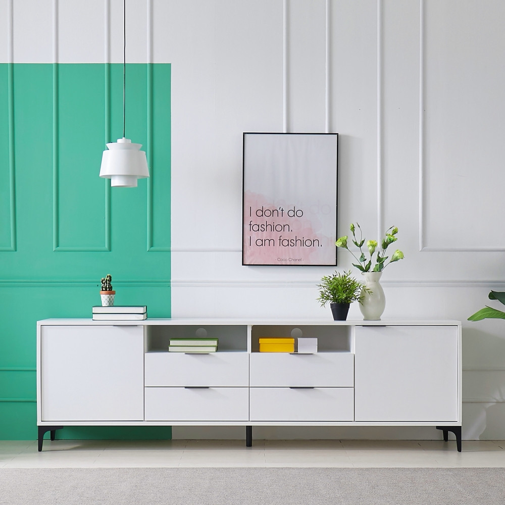 포니 85인치 75인치 높은거실장 티비다이서랍장 av장 2100x400x646, 그레이