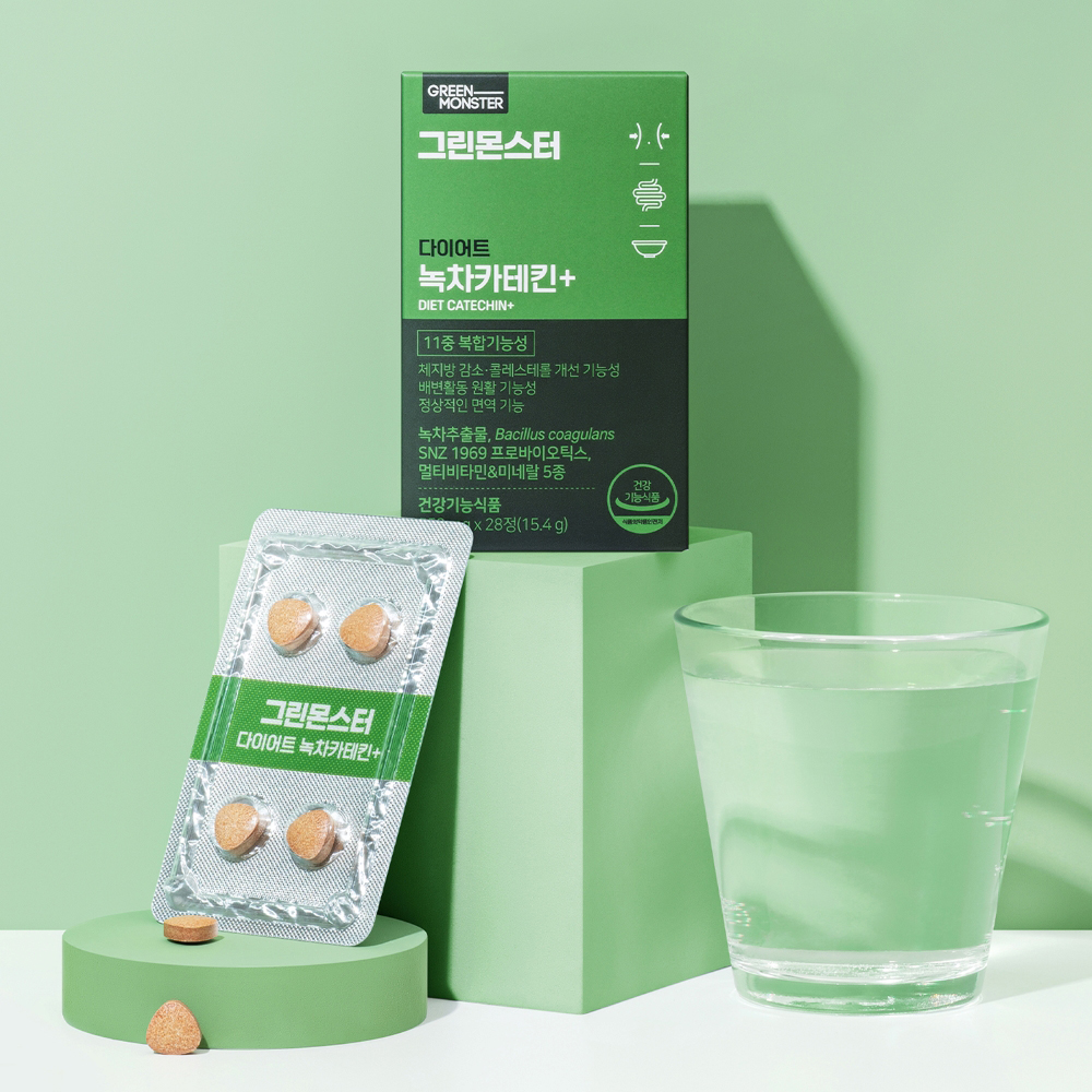 그린몬스터 다이어트 녹차카테킨+(녹차추출물 쾌변 체지방 감소 보조제) 28정, 4개 이미지 3