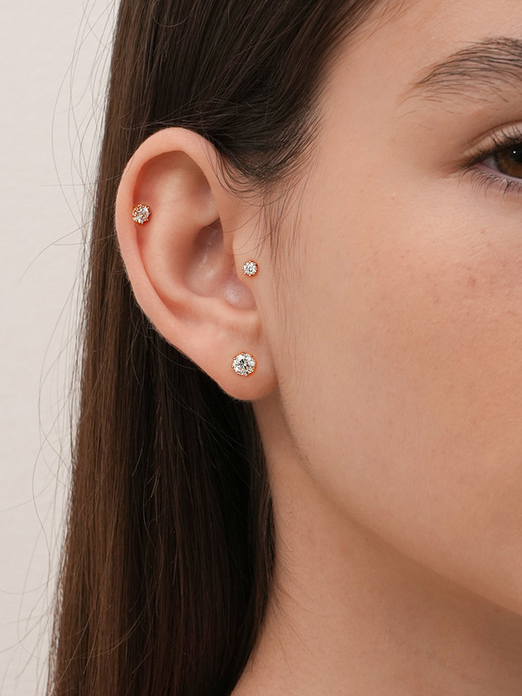 [0.8mm]14K 인터널 랩 다이아몬드 퀸즈 블룸 라블렛 피어싱 귀걸이 - 상세 이미지 4