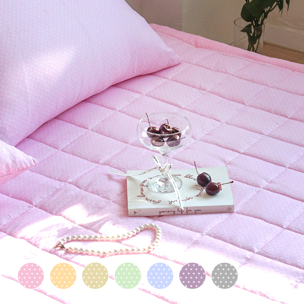 듀드랍 도트 사계절 먼지없는 고정밴딩 침대패드 핑크, Q(퀸)