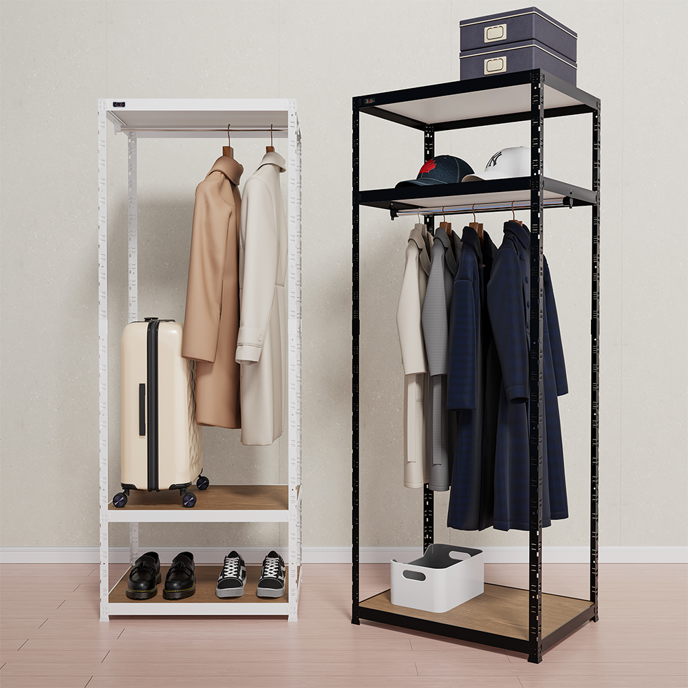 랙셈블 시스템행거 옷걸이 조립식 드레스룸 철제 옷장 스탠드 선반 700400900 3단 1행거봉