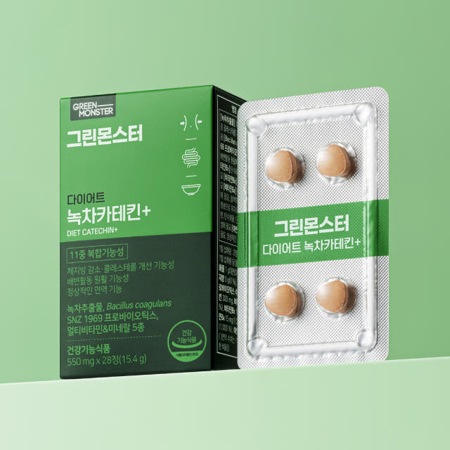 그린몬스터 다이어트 녹차카테킨+(녹차추출물 쾌변 체지방 감소 보조제) 28정, 4개