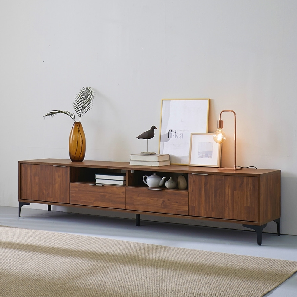 포니 tv다이서랍장 안방 낮은 거실장 tv장 2100x400x466, 멀바우