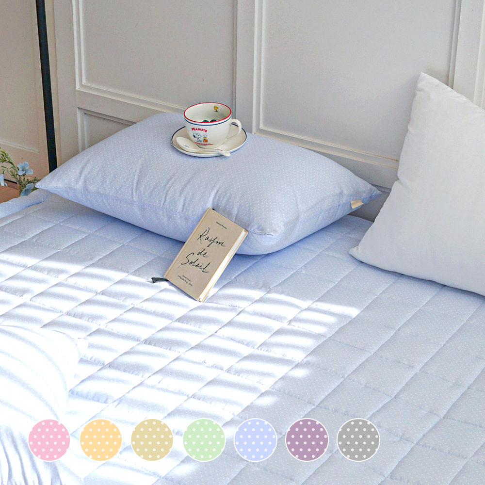 듀드랍 도트 사계절 먼지없는 고정밴딩 침대패드 라이트블루, SS(슈퍼싱글)