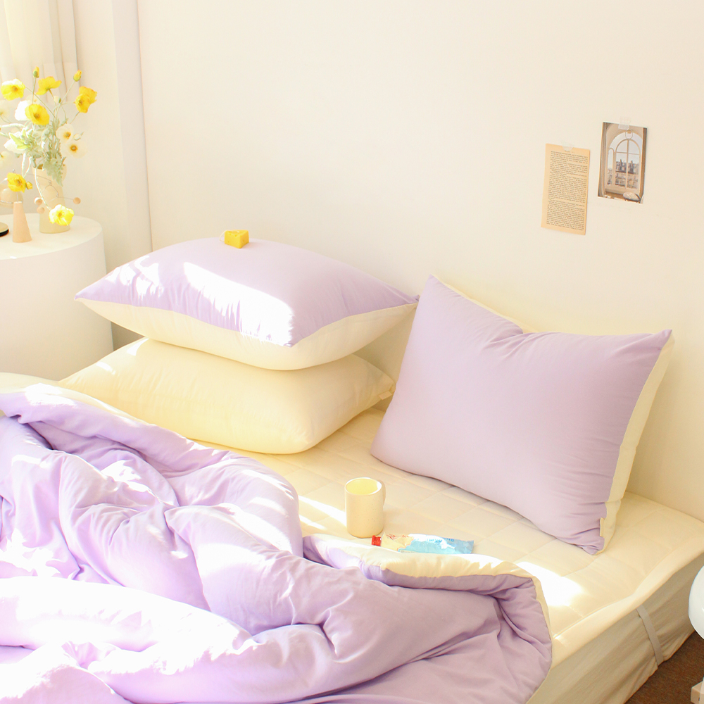 1+1 부드러운 디어마이 리버서블 워싱 베개커버 2장 라벤더 가든, 50x70cm