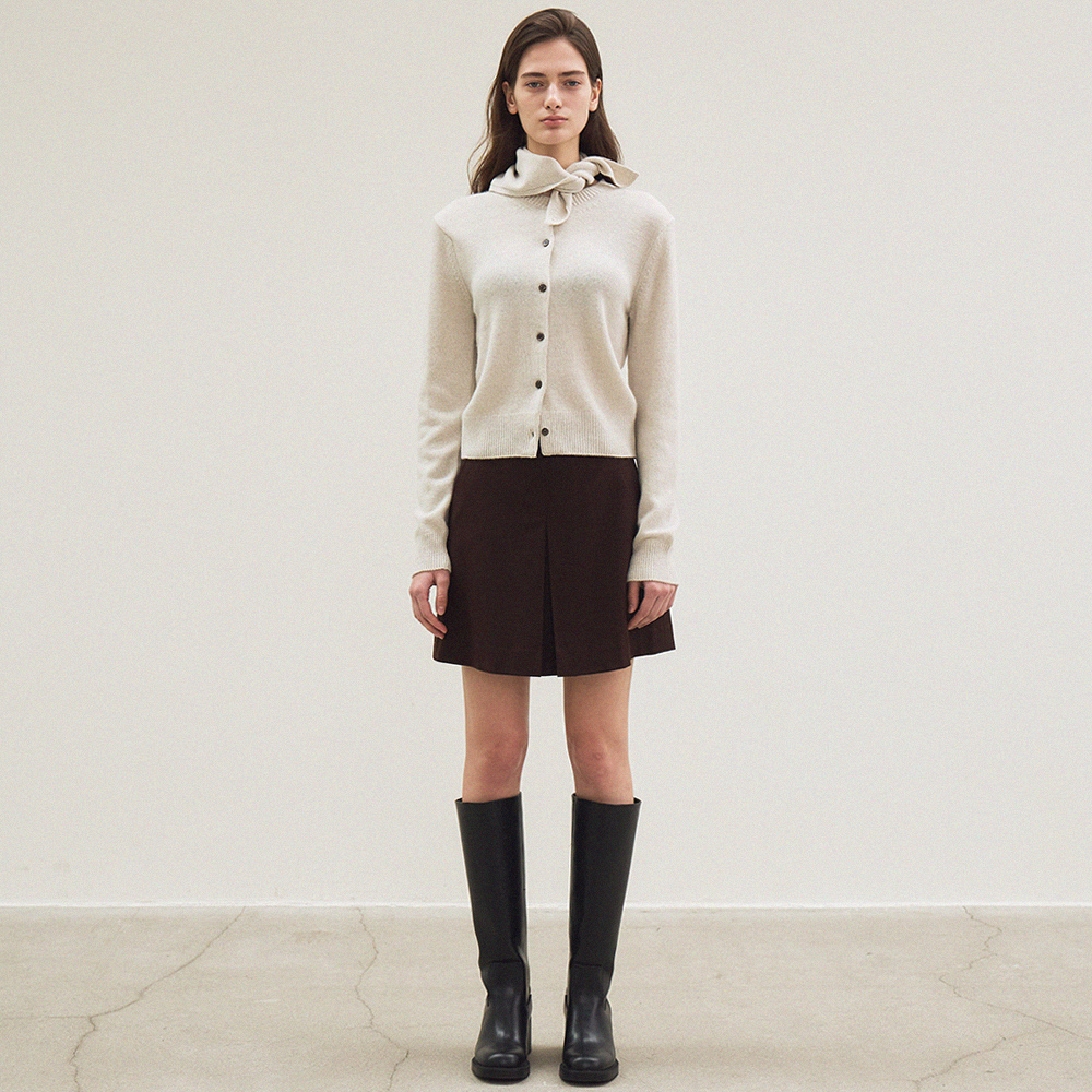 inverted pleat mini skirt (brown) - 상품 이미지