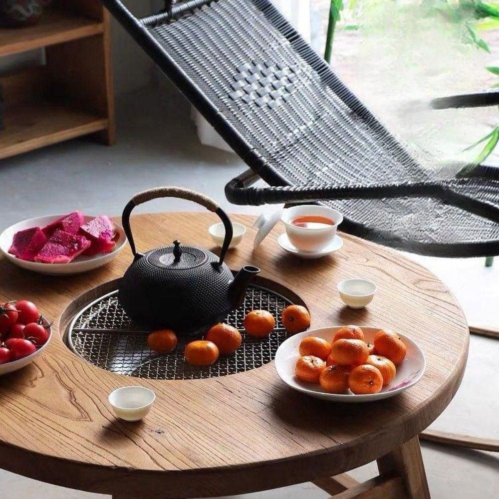 빈티지 티테이블 화로대 차탁자 일본식 낮은 테이블 철냄비 80x70cm