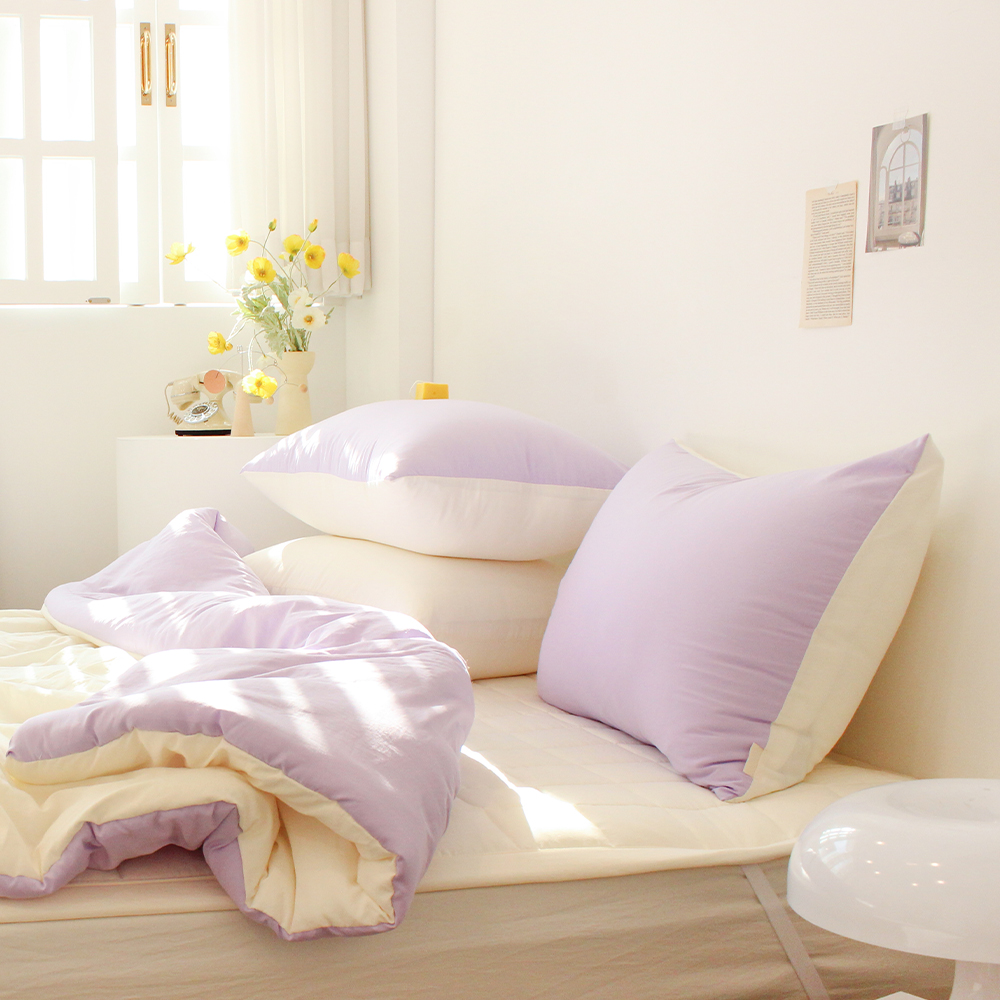 1+1 부드러운 디어마이 리버서블 워싱 베개커버 2장 라벤더 가든, 50x70cm