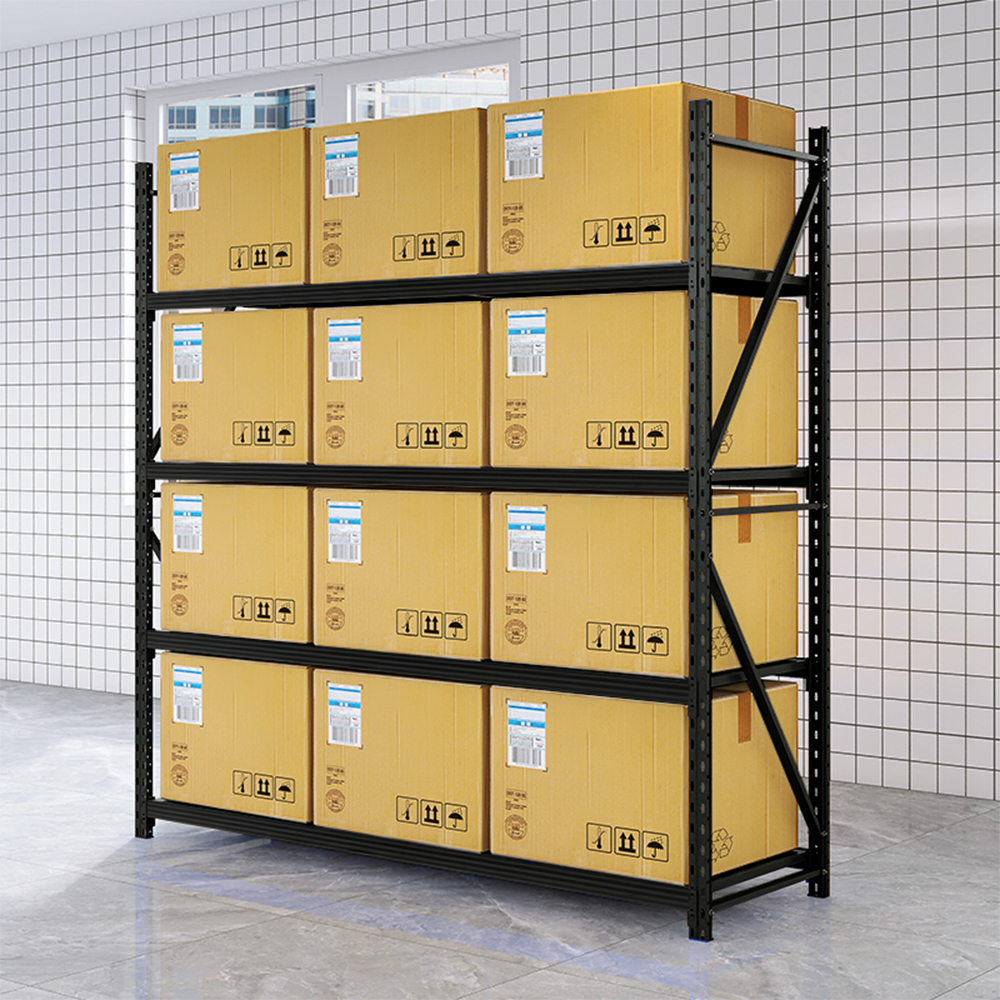 코어 중량랙 산업용 철제선반 무볼트 조립식 앵글 창고 15006001500 4단 블랙