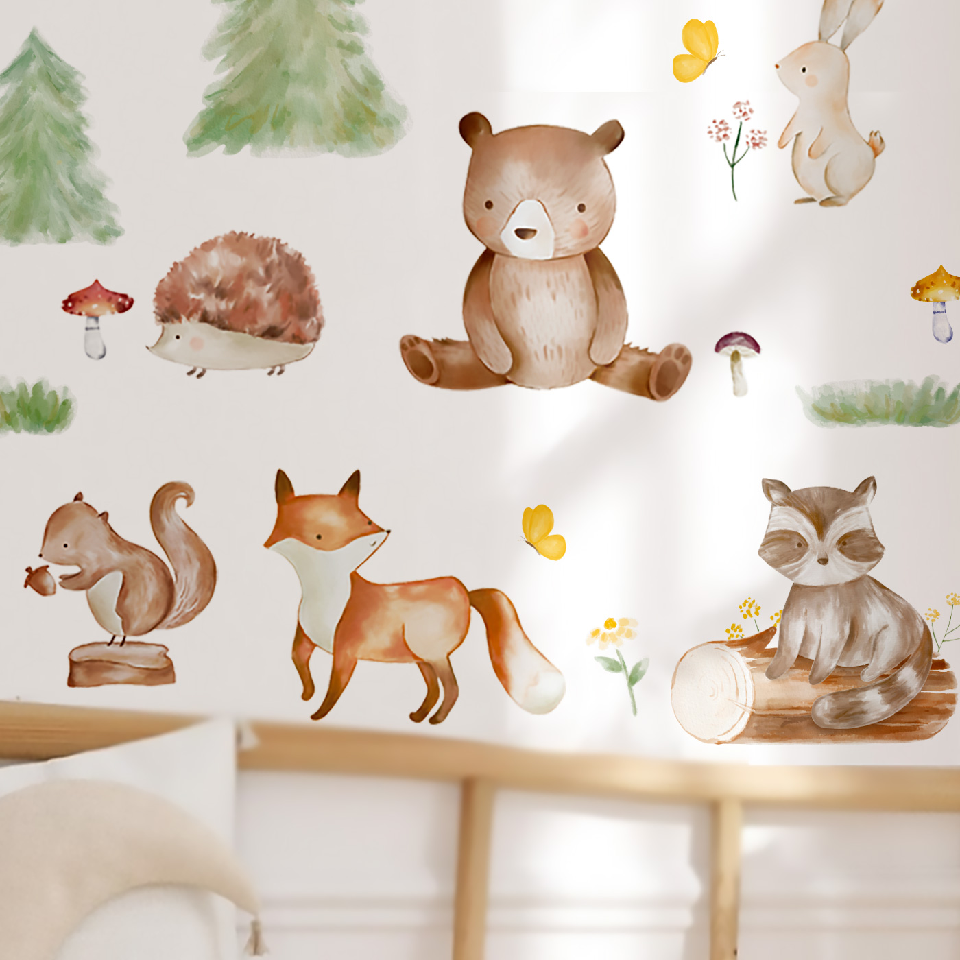 아카시아봉봉 국내제작 월세이프 아기방 데코 실크 벽지스티커 아이방 인테리어 해피포레스트 제품 이미지