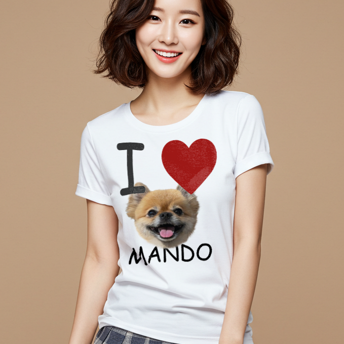 1+1 커스텀 강아지 티셔츠 고양이 프린팅 주문 제작 반려동물 반려견 반려묘 반팔 티 - 상품 이미지