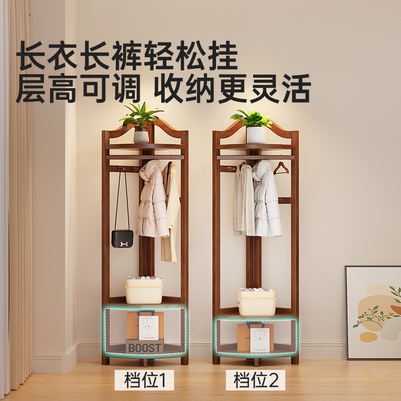 코너 행거 수납 철제 조립식 스탠드 드레스룸 미니 선반 옷걸이 시스템 모서리 클래식 월넛 - 상세 이미지 4