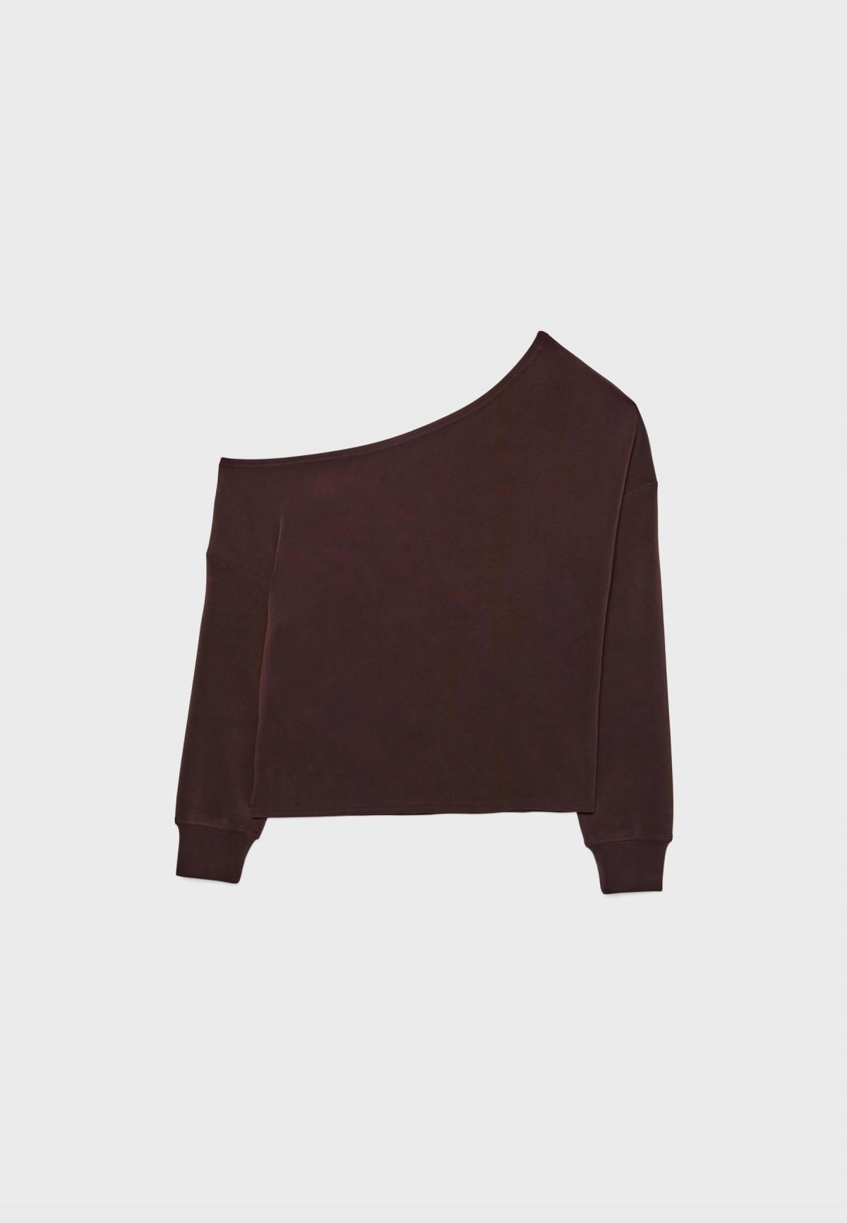 스트라디바리우스 소프트 모달 오프숄더 긴팔 스웨트셔츠 8724/371 BROWN - 상품 이미지