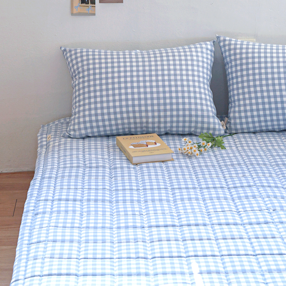 드림체크 먼지없는 사계절 고정밴딩 침대패드 소프트 블루, SS(슈퍼싱글)