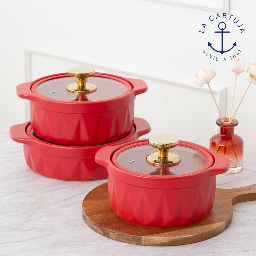 까르투하 퀀텀 세라믹 무균열 뚝배기 내열냄비 전골냄비 22cm, 레드 - 상세 이미지 5