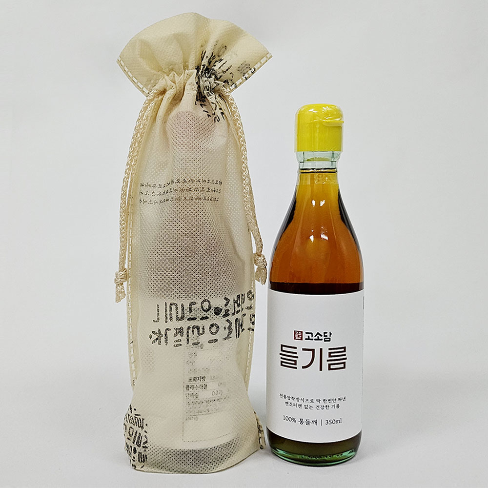 침전물없는깨끗한 고소담 통들깨 들기름 + 파우치형 쇼핑백 350ml 통깨 들기름 답례품 - 상품 이미지