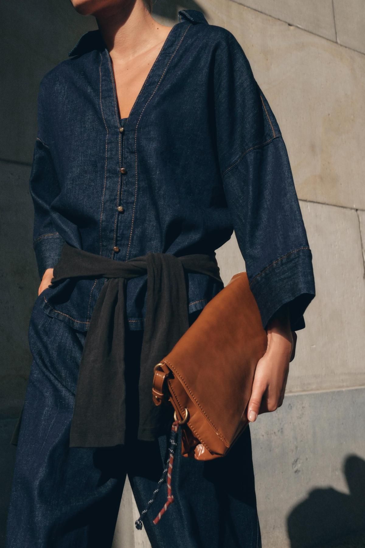 자라 하이웨이스트 데님 이펙트 와이드 팬츠 3666/152 DARK INDIGO - 상세 이미지 4