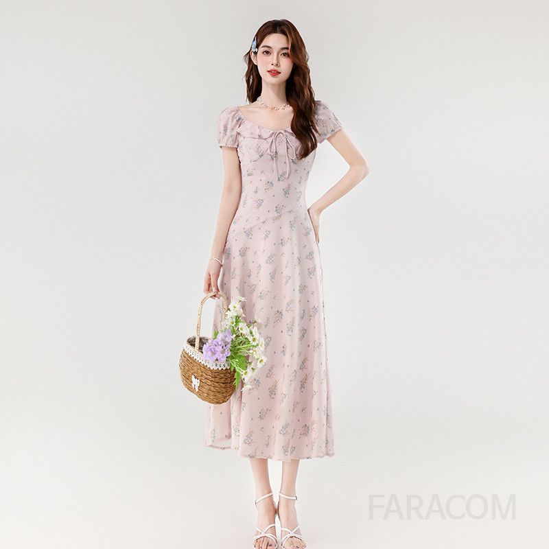 여성 플로럴 슬림 롱 드레스 여름 휴양지룩 우아한 스타일 여름원피스 바캉스룩 시원한 착용감 데일리 원피스 - 상세 이미지 3