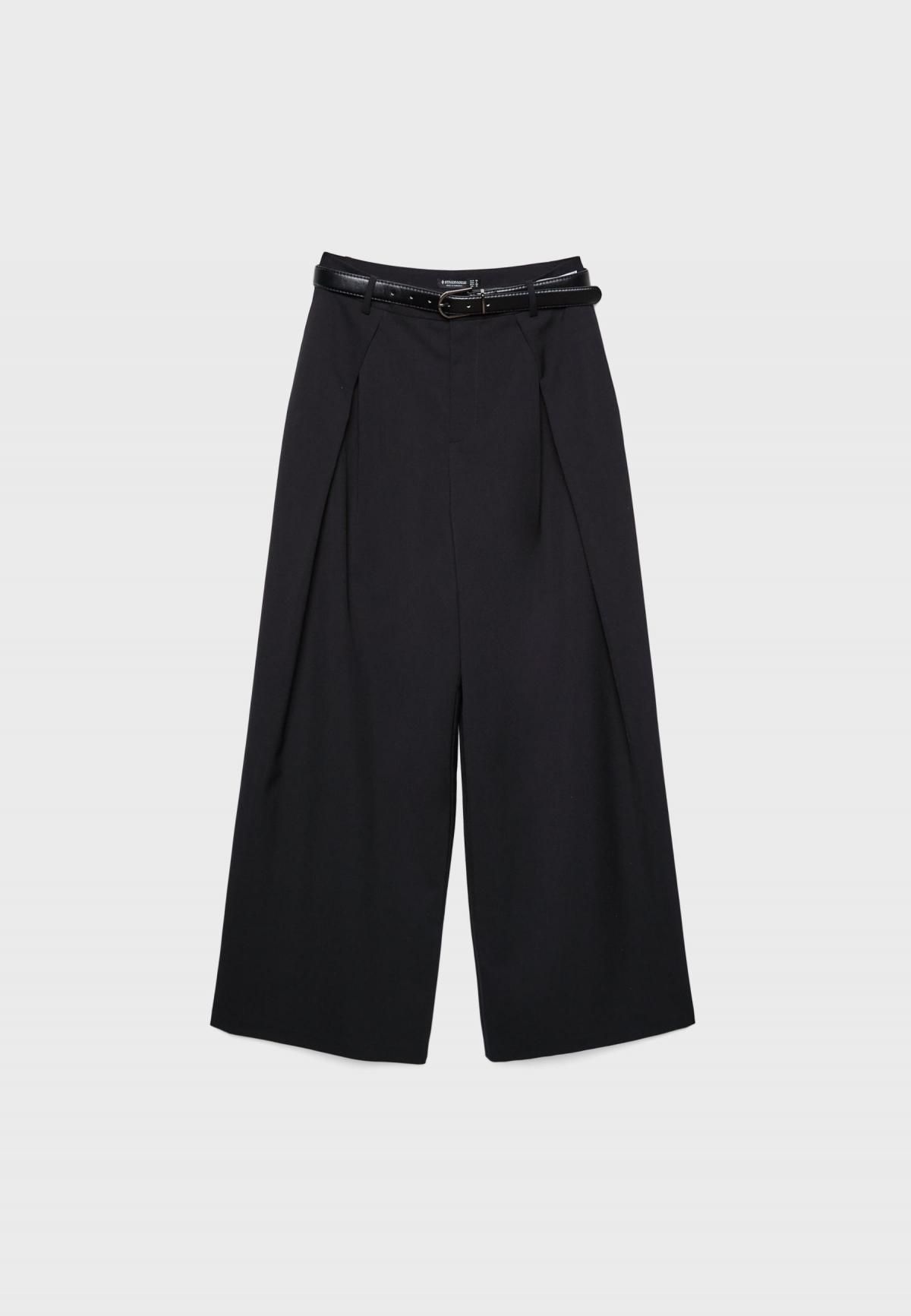스트라디바리우스 맥시 와이드 플리츠 벨트 팬츠 4538/576 BLACK - 상세 이미지 4