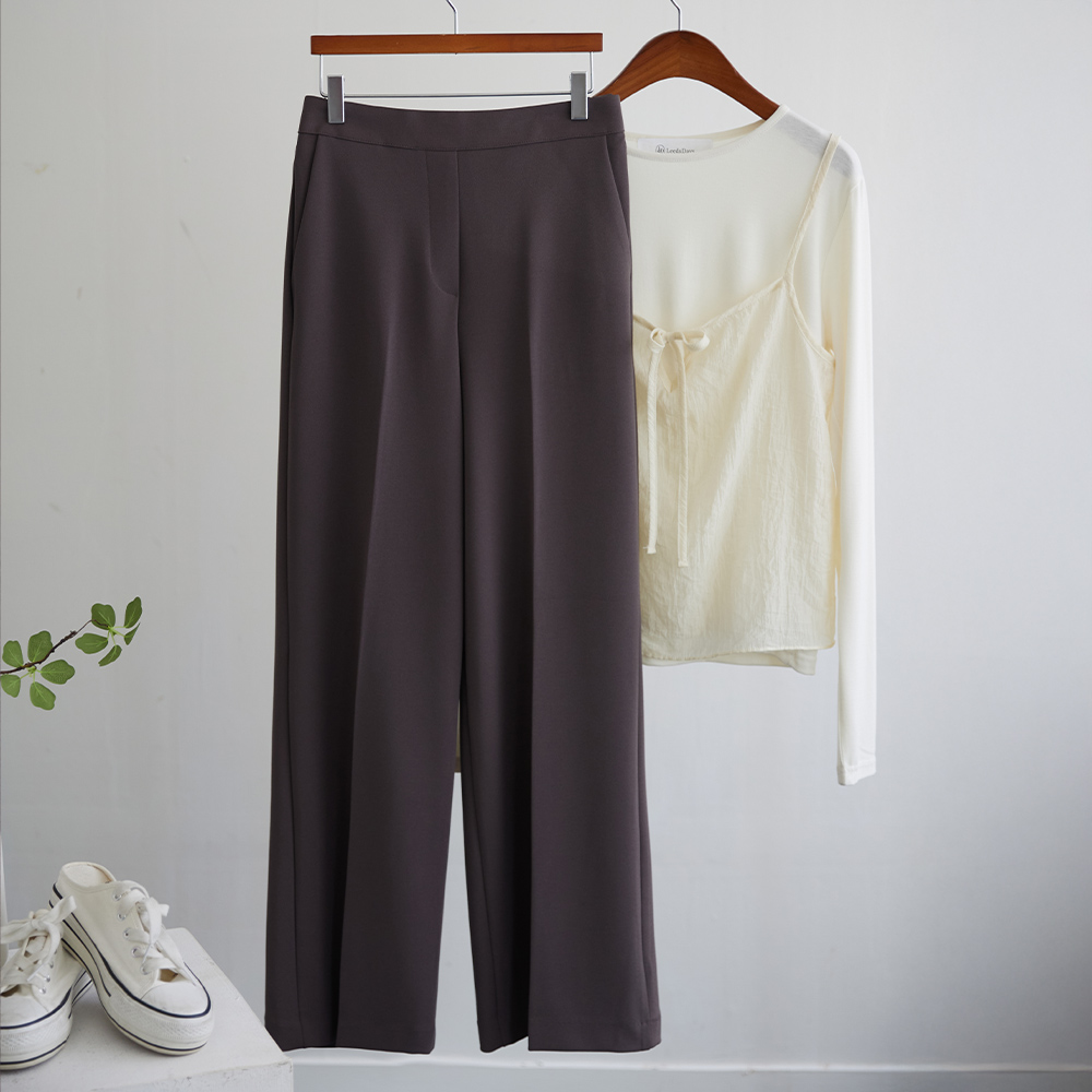 뮤트런 와이드핏 일자 뒷밴딩 간절기 가을 슬랙스 - 상세 이미지 3