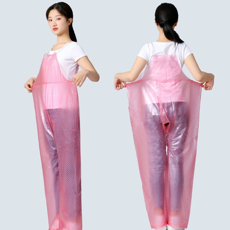 성인 갯벌바지 방수 가슴장화바지 물장화 체험복 팬츠 체험 여성용 해루질 해루질장비  대어 브랜드 끈 팬츠 도트핑크 S - 상품 이미지