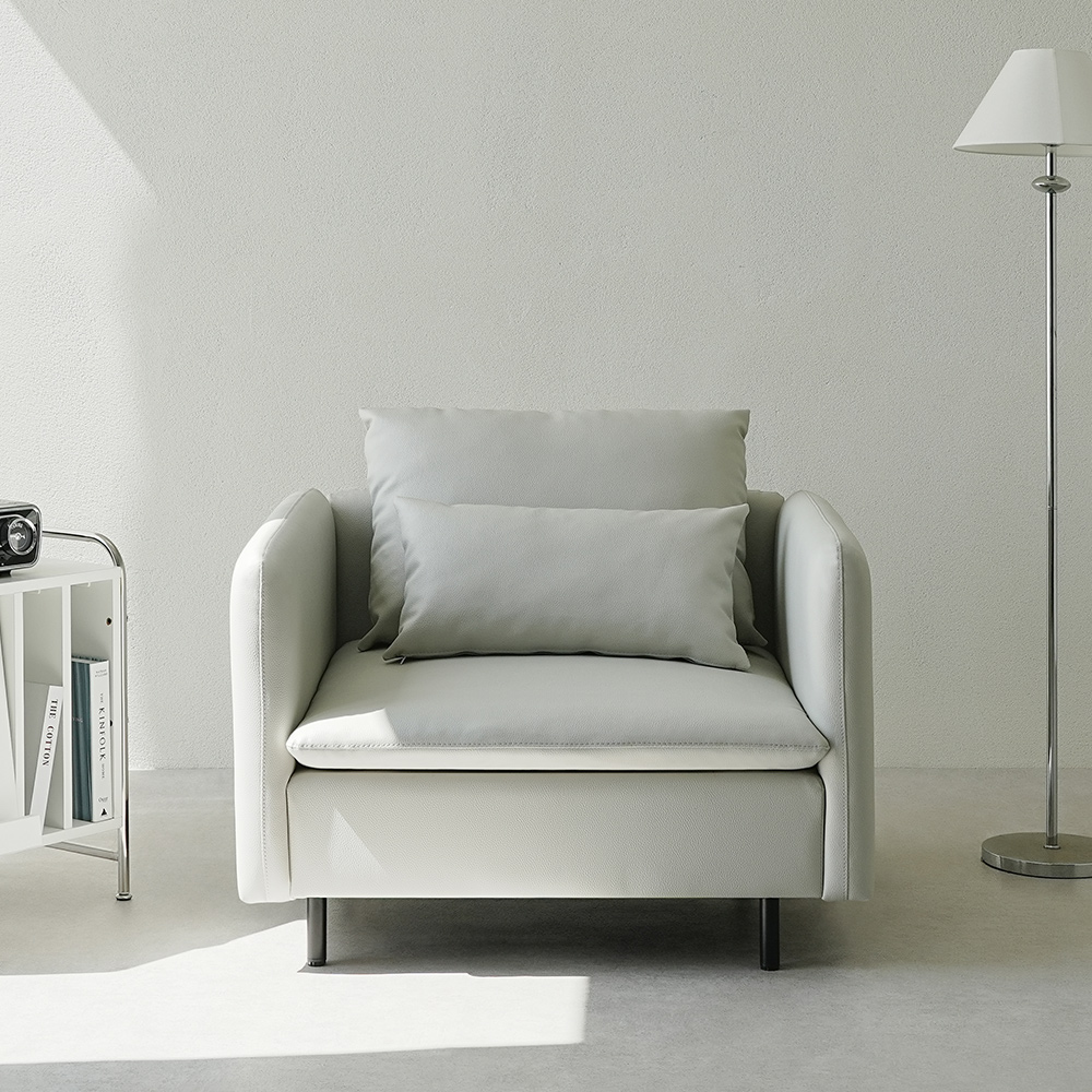 동서가구 모디퍼 가죽 모듈소파 스툴미포함, 화이트그레이, 1인용