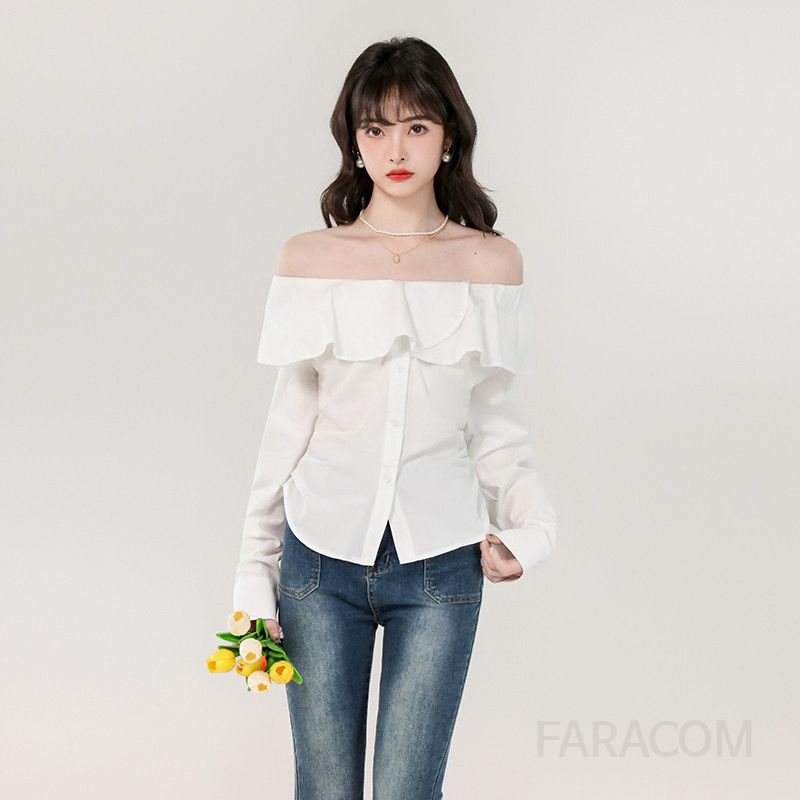 라운드넥 여성 긴팔 블라우스 가을용 루즈핏 심플하고 세련된 디자인 데일리 캐주얼 스타일 편안한 착용감 하객룩 코디 가능 - 상품 이미지