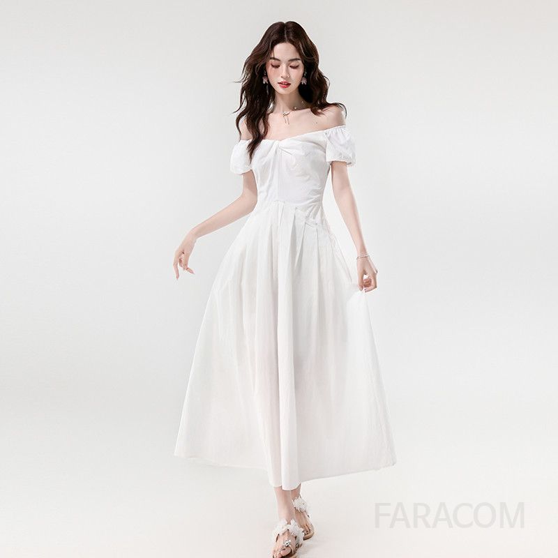 여름 롱 드레스 여성용 V넥 트위스트 디자인 슬림핏 심플한 스타일 데일리룩 휴양지 바캉스 활용도 높은 시원한 착용감 - 상품 이미지