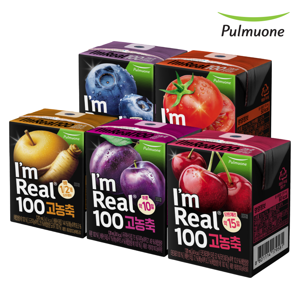 풀무원 아임리얼100 고농축주스 120ml 24팩 타트체리/푸룬/배도라지/토마토/블루베리