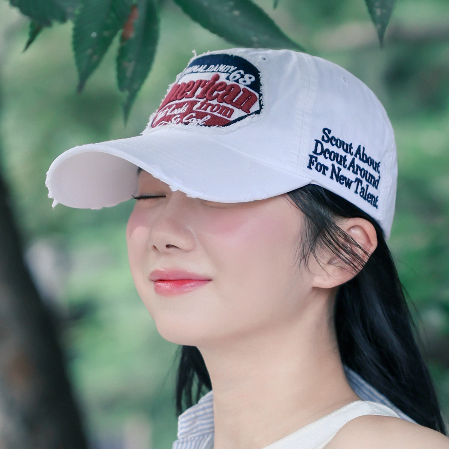 국내생산 American 레터링 워싱 볼캡 여성 빈티지 캡모자 남녀공용 커플 야구모자 - 상세 이미지 3