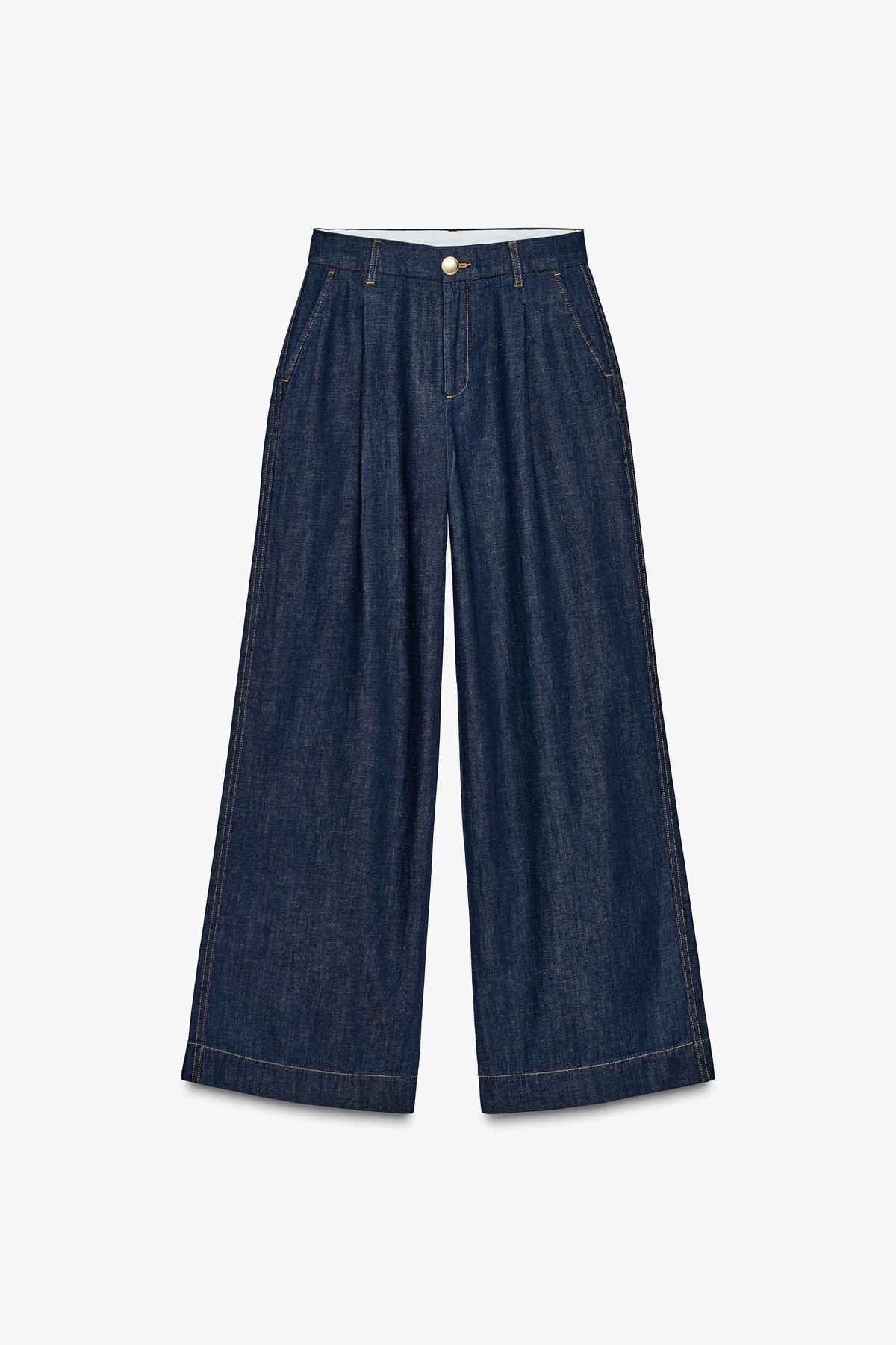 자라 하이웨이스트 데님 이펙트 와이드 팬츠 3666/152 DARK INDIGO - 상품 이미지