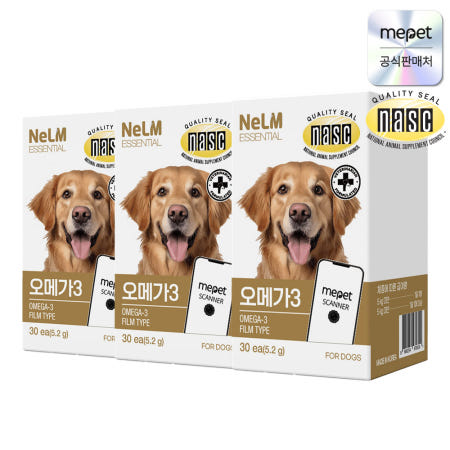 (사은품 증정) 미펫 낼름 필름 에센셜 오메가3, 30개입, 3개